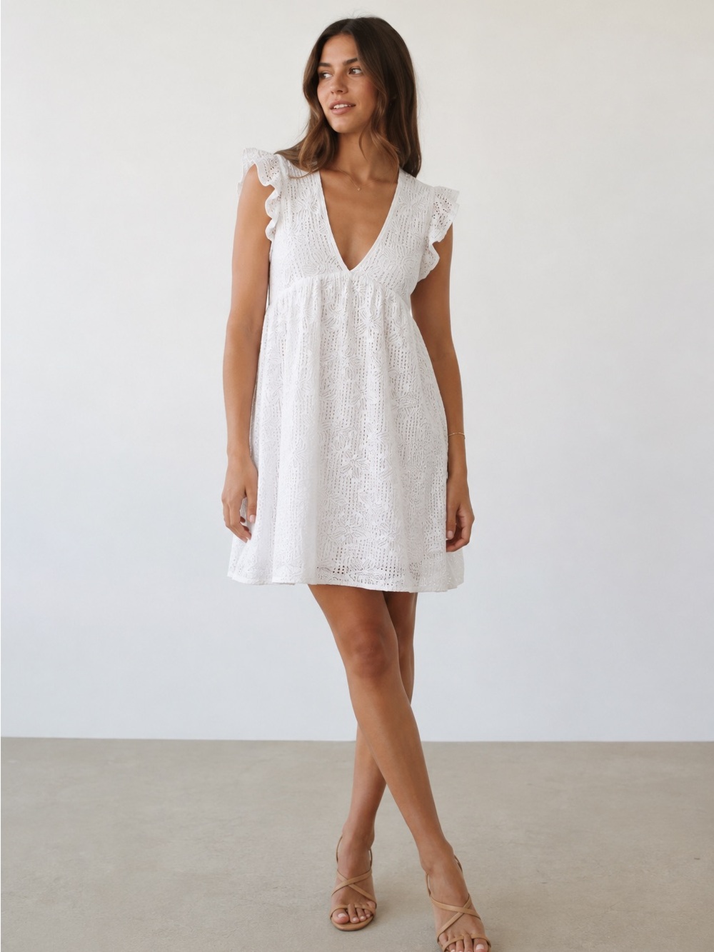 Project Judith March x Dede Raad White Lace Romper Dress M